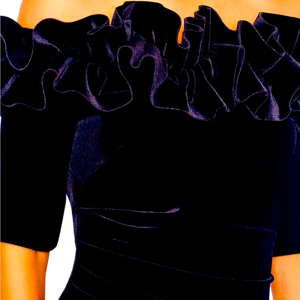 Xscape: Strapless Velvet Ruffled Gown - Picture 3 of 3